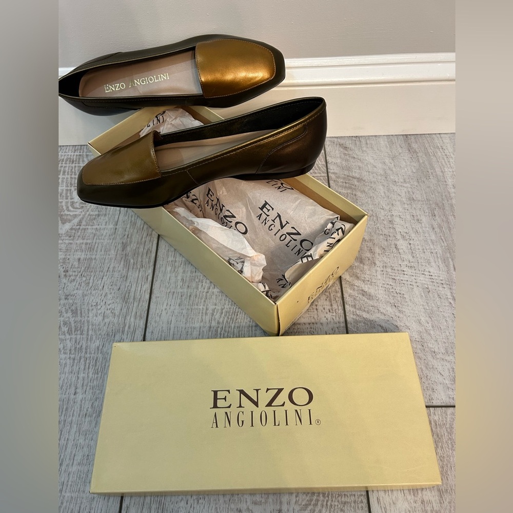 NEW IN BOX Enzo Angiolini Liberty Women's Bronze Flat Loafers (Size 7.5)
